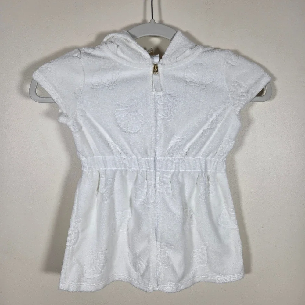 Lilly Pulitzer Coverup Kids XS 2-3 White Terry Cloth Shell Beach Coastal Pool